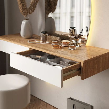 Coiffeuse Melisa blanche 100 cm avec éclairage LED