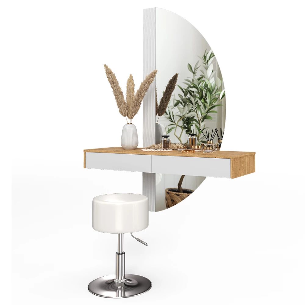 Coiffeuse Melisa blanche 100 cm avec éclairage LED