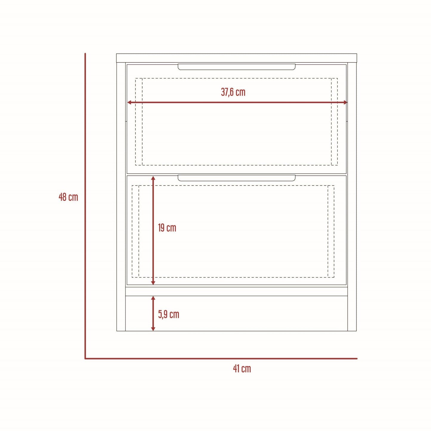 Table de chevet Wesley, couleur miel et blanc, avec deux tiroirs de rangement