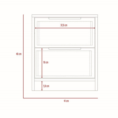 Table de chevet Wesley, couleur miel et blanc, avec deux tiroirs de rangement