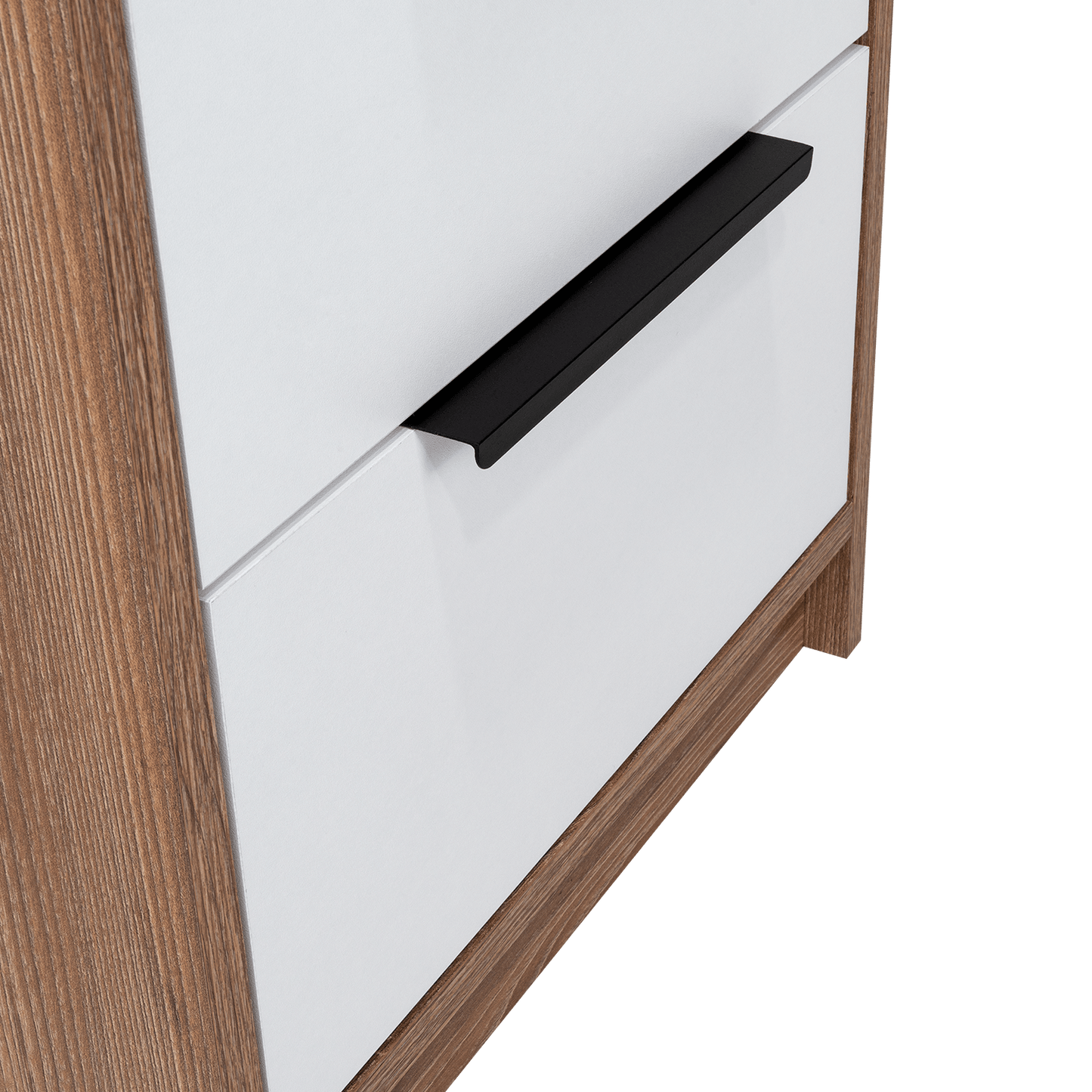 Table de chevet Wesley, couleur miel et blanc, avec deux tiroirs de rangement