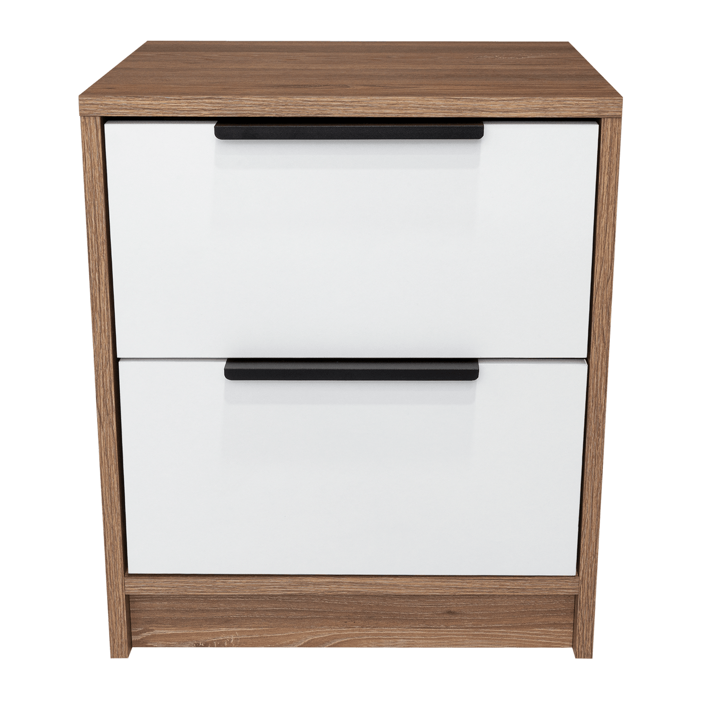 Table de chevet Wesley, couleur miel et blanc, avec deux tiroirs de rangement