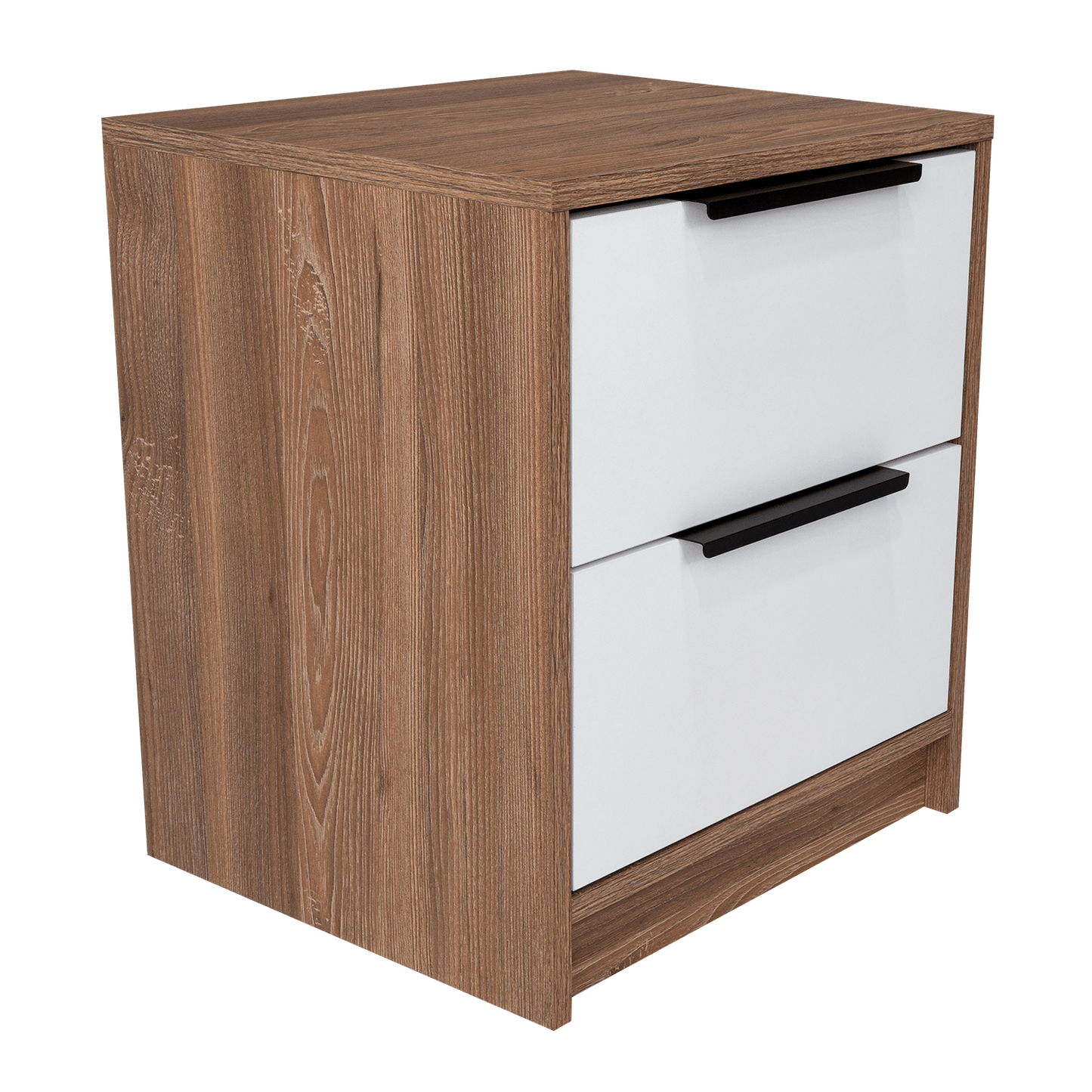 Table de chevet Wesley, couleur miel et blanc, avec deux tiroirs de rangement